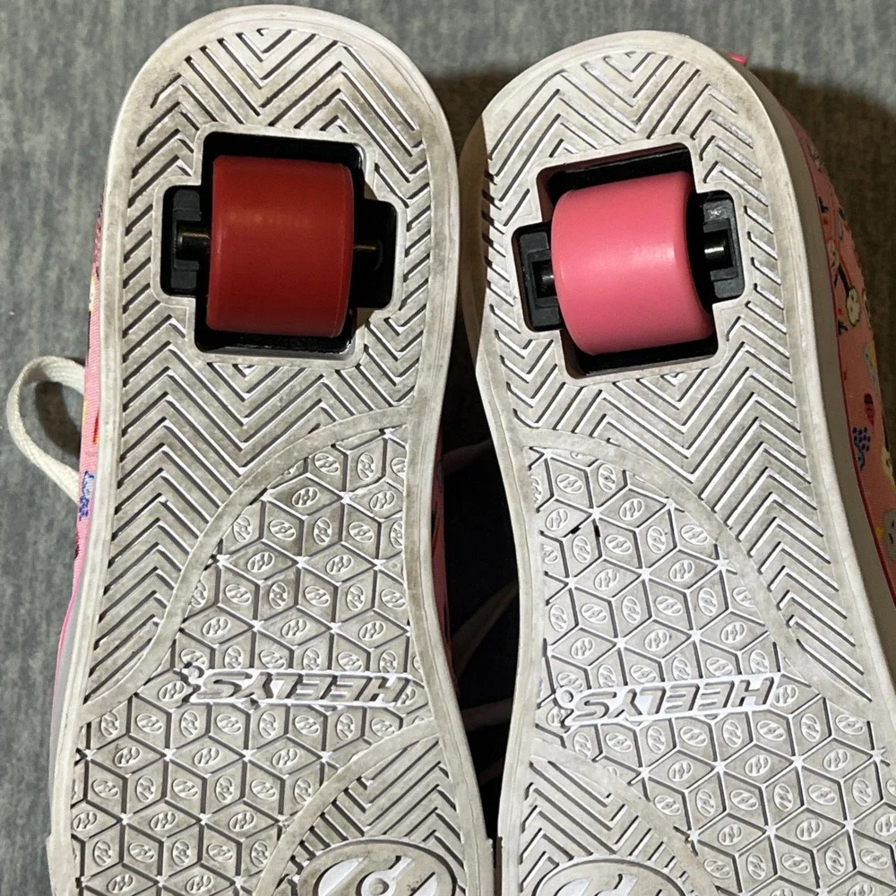 Heelys Pro 20 Prints Youth 6 Women 7 Pink Skate Shoe‎ Rainbow Graphic Laces EUC